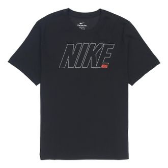 Nike Mens Nike Solid Color Alphabet Quick Dry Breathable Training Sports Short Sleeve Black T-Shirt DM6256-010