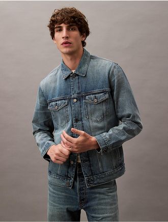 Calvin Klein Mens Selvedge Denim Jacket - Blue - 2XL