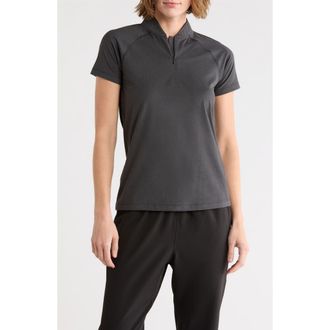 Swannies Quinn Half Zip Knit Polo in Black Heather at Nordstrom Rack, Size X-Small