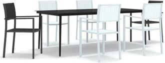vidaXL Juego De Comedor Para Jard&iacute;n 7 Piezas Blanco Y Negro Vidaxl