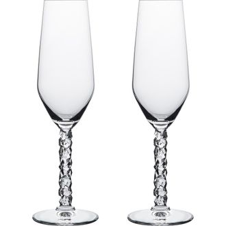 Orrefors Carat Set of 2 Champagne Flutes in Clear at Nordstrom