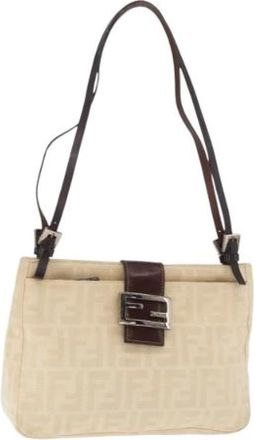 Fendi Pre-owned Shoulder Bags, female, Beige, Size: ONE SIZE Pre-owned Canvas fendi-bags