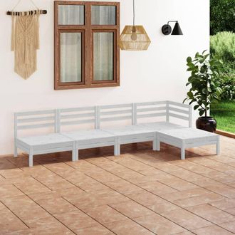 vidaXL Juego De Muebles De Jard&iacute;n 5 Piezas Madera Maciza Pino Blanco Vidaxl
