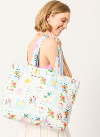 Fat Face FatFace Blue Tropical Parrot Reversible Tote