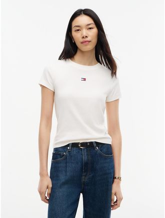 Tommy Hilfiger Womens Mini Flag Logo Favorite T-Shirt - Ivory Silk - XXL