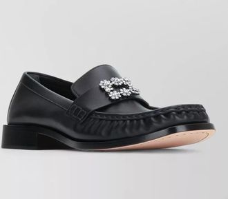 Roger Vivier crystal-embellished leather loafers