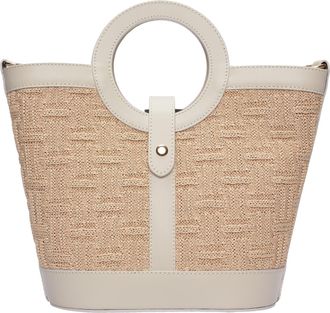 Roberta M Beige Rundleer Tas