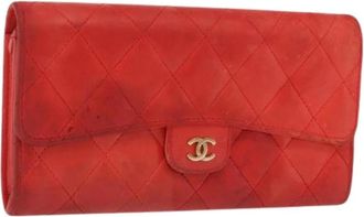 Chanel Pre-owned Wallets, female, Red, Size: ONE SIZE Pre-owned Leather Wallet