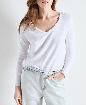 American Vintage T-shirt met V-hals en lange mouwen Sonoma