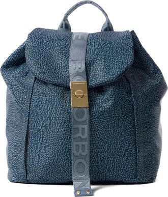 Borbonese medium logo strap backpack - Blue