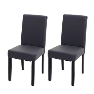 Hhg Nunca Usado] Juego De 2 Sillas De Comedor Silla De Cocina Littau, Polipiel, Gris Mate, Patas Oscuras