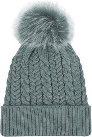 Generic Womens Big Ball Pompom Beanie Warm Winter Thick Fleece Knitted Cap Fur Ski Hat (Grey)