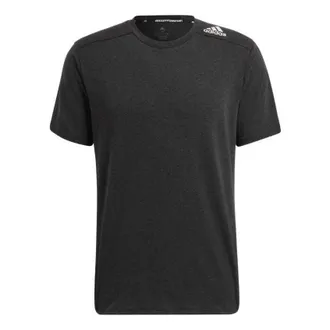 adidas Mens adidas Sports Gym Round Neck Short Sleeve Black T-Shirt HB9204
