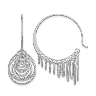 Diamond2Deal Sterling Silver Polished and Laser-cut Round Hoop Earrings