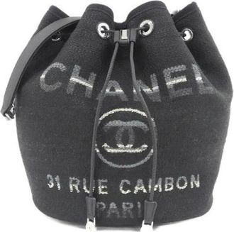 Chanel Pre-owned Deauville Canvas Calf Shoulder Bag - Pre-owned - Mujer - Negro - ONE SIZE