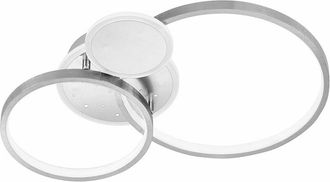 Wofi Leuchten Plafoniera led anello dimmerabile plafoniera anelli argento plafoniera dimmerabile soggiorno, 3 livelli, 32,5W 2100Lm bianco caldo, LxPxA 54x38x9 cm