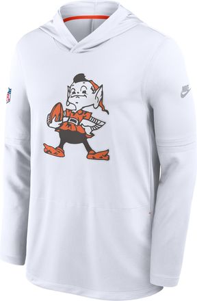 Nike Cleveland Browns Alt Nike Mens Dri-FIT NFL Long-Sleeve Hooded Top in White | 03B9938ZQ93-HHY
