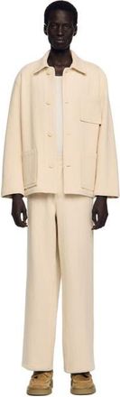 Sandro Cotton worker jacket in Ecru at Nordstrom, Size Xx-Large