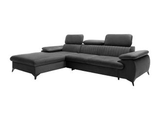 Vente-Unique Sof&aacute; cama rinconera izquierda de terciopelo gris antracita SAMARA de Pascal Morabito