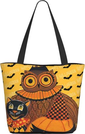 AOOEDM Happy Halloween Pumpkin (2) Ladies Shopping Bag 13x11x7in.The Perfect ValentineS Day Gift.It Is The Best ValentineS Day Gift For Mom, Daughter, Wife,E