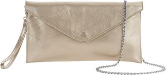 LiaTalia Womens Suede Leather Clutch Bag - Italian Purse with Lining - Ideal for Weddings, Evenings, and Parties - Leah (Gold - Metallic)