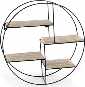 Trade Shop Trade Shop - Mensola Parete Rotonda 4 Mensole Ripiani Design Moderno Scaffale Legno Metallo