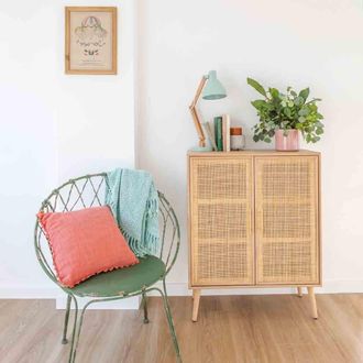 Wanderlust Deco Armario de mdf y rejilla marr&oacute;n 80x37x101