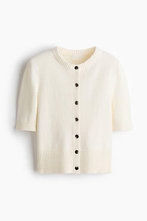 H&M Short-sleeved Cardigan in White at Nordstrom, Size Xx-Small