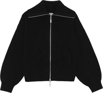 Remain Cardigan a coste con zip - Nero