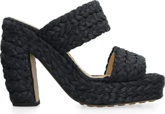 Bottega Veneta Womens Canalazzo Raffia Mules Black Viscose; Lambskin Lambskin; Sandal