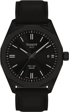 Tissot PRC100 Solar Black Dial Leather Strap Mens Watch T151.422.36.051.00