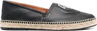 Philipp Plein logo-plaque leather espadrilles - men - Calf Leather/Calf Leather/Rubber - 46 - Black