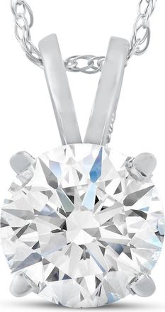 Pompeii3 3Ct 9mm Moissanite Solitaire Pendant 14k White Gold Womens Necklace