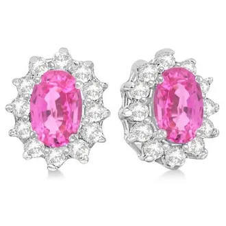 Allurez Oval Pink Sapphire & Diamond Accented Earrings 14k in 2.05Ct/white Gold at Nordstrom