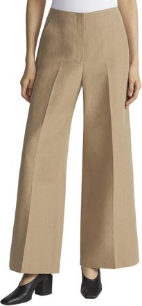 Lafayette 148 New York Franklin Wide Leg Silk & Linen-Blend Ankle Pant