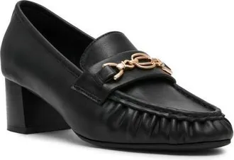 Anne Klein Akkarin Faux Leather Loafer Pump in Black Smooth at Nordstrom, Size 6.5