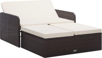 vidaXL Vidaxl - Set Muebles De Jard&iacute;n 2 Piezas Y Cojines Rat&aacute;n Sint&eacute;tico Marr&oacute;n