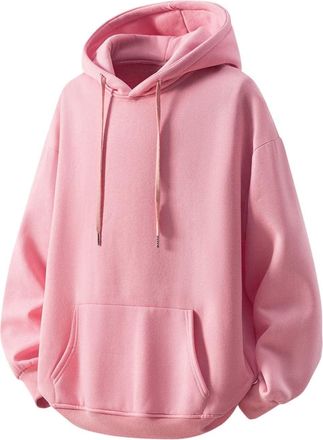 Generic Mens Oversized Hoodie Autumn Designer Jumpers Long Sleeve Baggy Gym Hoodies Solid Colour Sports Pullover with Pocket Drawstring Hooded Sweatshirts for