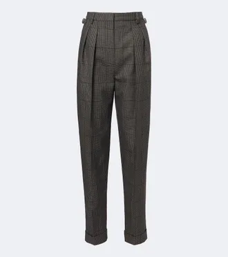 MUGLER Checked wool straight pants