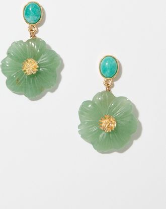 Simons Womens Turquoise flower large earrings