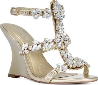 Azalea Wang Porceline Wedge Sandal in Gold at Nordstrom, Size 8.5