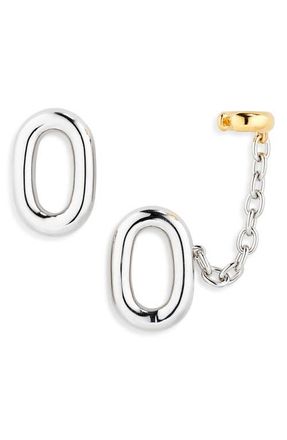 Paco Rabanne XL Link Earrings With Attached Ear Cuff in Silver /Gold at Nordstrom