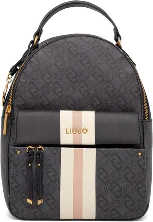 Liu Jo monogram-print backpack - women - Polyester/Polyester/Polyurethane - One Size - Black