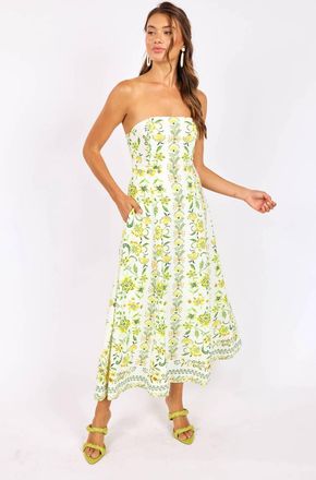 Sadie & Sage Dandelion Dreams Tube Maxi Dress In Citron Multi