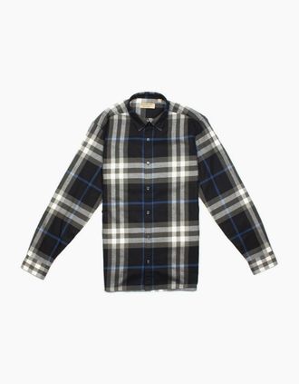 Burberry Mens Burberry Salwick Check Flannel Shirt Black - Size: 42/Regular