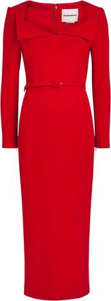 Roland Mouret belt square-neck dress - women - Fabric - 10 - Red