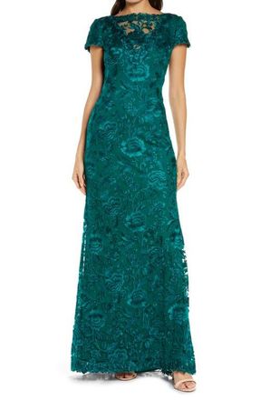 Tadashi Shoji Embroidered Lace Evening Gown in Malachite at Nordstrom, Size 10