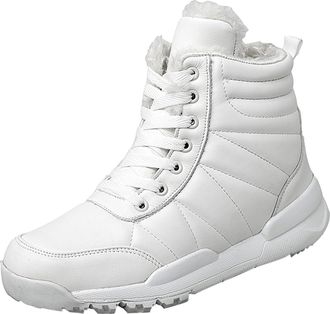 Generic Calf High Boots Women Outdoor Ski Boots Thickening Boot for Women (White, 7.5)
