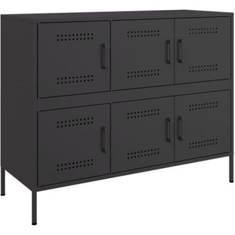 vidaXL Aparador Acero Negro 100,5x39x79 Cm Vidaxl
