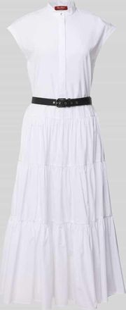 Max Mara Maxikleid mit Stehkragen Modell BAIRO in Weiss, Größe 36